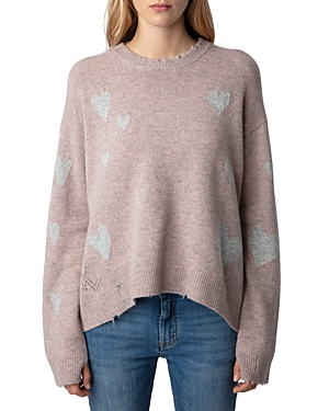 Shop Zadig & Voltaire Markus Ws Heart Cashmere Sweater In Primerose