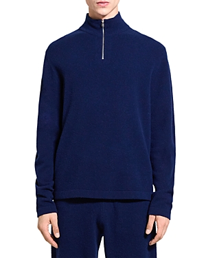Theory Geder Long Sleeve Quarter Zip Knit Sweater In Blueberry