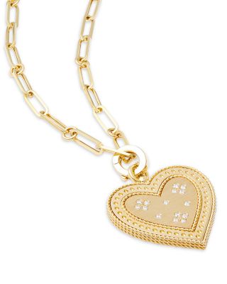 18K Yellow Gold Venetian Princess Diamond Heart Lariat Necklace, 19"