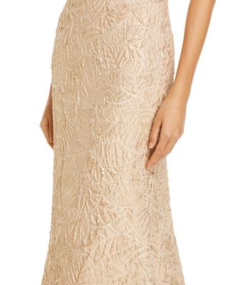 Metallic Jacquard Off-the-Shoulder Gown