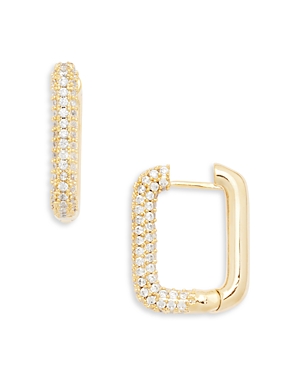 Shashi Cosmo Pave Rectangular Hoop Earrings In Gold