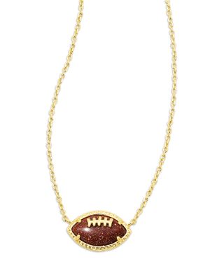 Stone Football Pendant Necklace, 19"
