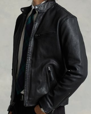 Lambskin Leather Caf&eacute; Racer Jacket 