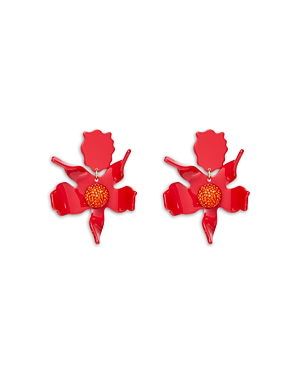 Shop Lele Sadoughi Crystal Ball Acetate Lily Statement Earrings In Red