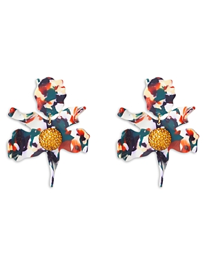 Shop Lele Sadoughi Crystal Ball Acetate Lily Statement Earrings In Multi/gold