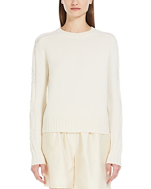 Shop Max Mara Berlina Cable Knit Cashmere Sweater In Optical White