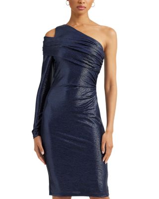 Ralph Lauren Metallic Knit One Shoulder Sheath Dress Bloomingdale's