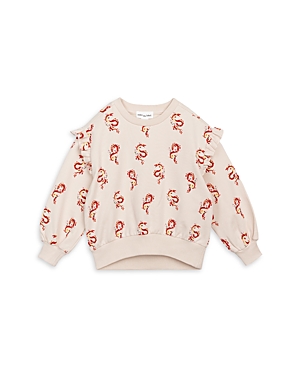 Miles The Label Girls' Dragon Flower Sweatshirt - Little Kid In Beige