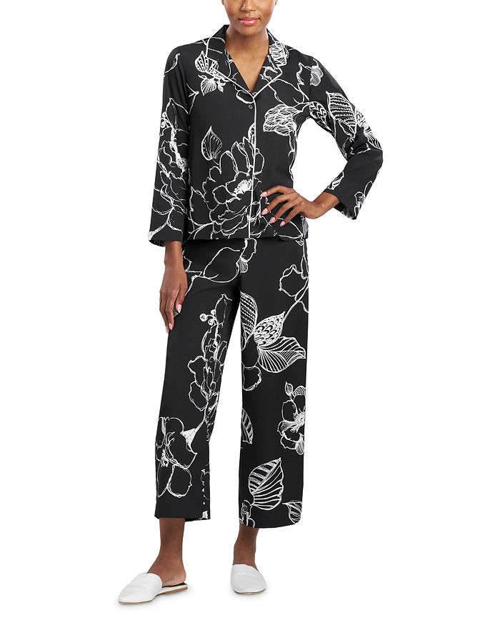 Natori Pigiama Zen Floreale Donna – A Maniche Corte, In Modal, Taglia M, Colore Nero