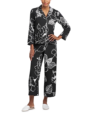 Shop Natori Juliette Printed Satin Pajama Set In Black Combo