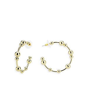 Aqua Medium Ball Hoop Earrings In Gold