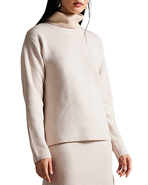 Ted Baker Double Faced Funnel Neck Sweater In Natural