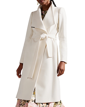 Ted Baker Mid Length Wrap Coat In Ivory