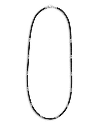 Men's Sterling Silver Anthem Black Ceramic Station Necklace, 20" - Exclusive