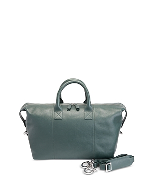 Royce New York Leather Overnighter Duffel Bag In Green
