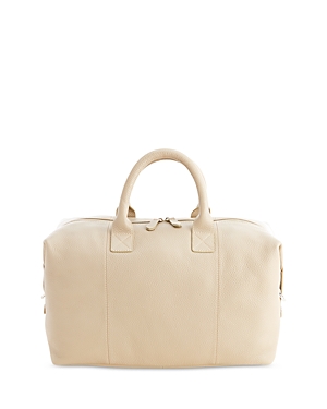 Royce New York Leather Overnighter Duffel Bag In Neutral