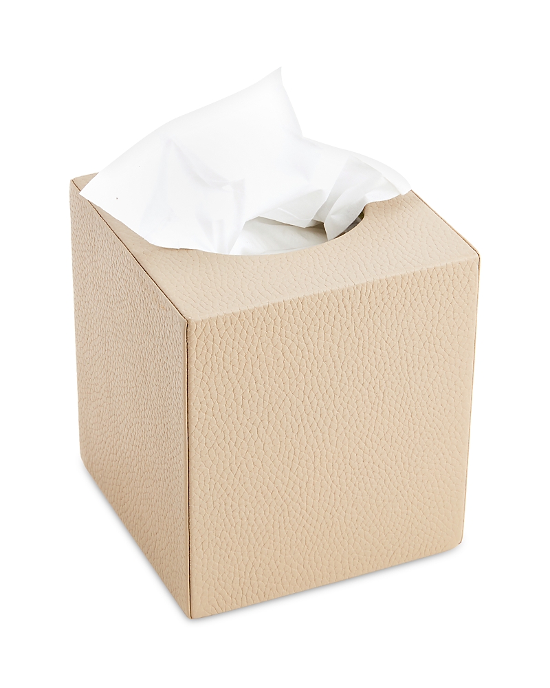 Royce New York Leather Tissue Box Holder In Taupe