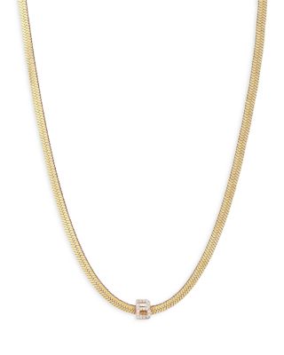 Ettika - Initial Herringbone Chain Necklace in 18K Gold Plated, 12"