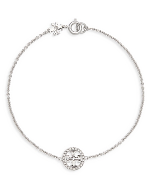 Tory Burch Miller Pave Logo Link Bracelet In Metallic