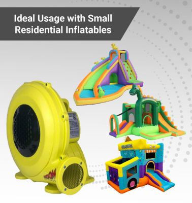  Portable Air Pump for Inflatables - 1/2 hp Energy Efficient High Power Compact Residential Air Blower for Bounce Houses and Slides