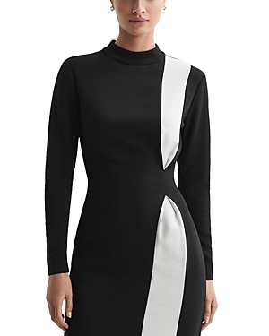 Shop Reiss Millie Mock Neck Dress In Black/white