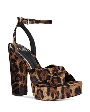Shop Paige Women's Carter Printed Velvet Platform High Heel Sandals In Beige Leopard
