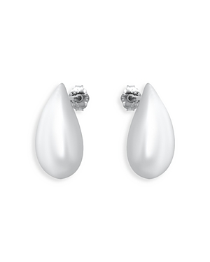Aqua Polished Teardrop Stud Earrings - 100% Exclusive In Silver