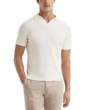 REISS MORTIMER WOOL RIBBED KNIT REGULAR FIT POLO SHIRT