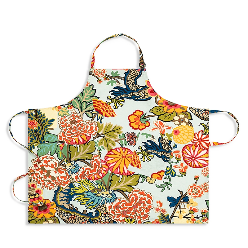 Matouk Schumacher Linen Apron In Chiang Mai Dragon Aquamarine