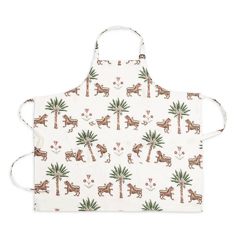 Matouk Schumacher Linen Apron In Tiger Palm Tigereye