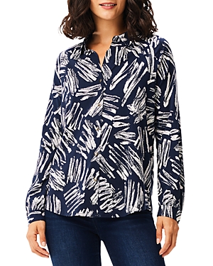 Nic + Zoe Sweet Strokes Snap Front Shirt In Indigo Multi