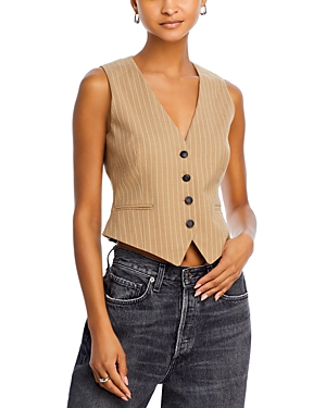 Rag & Bone Priya Pinstriped Vest In Camel Stripe