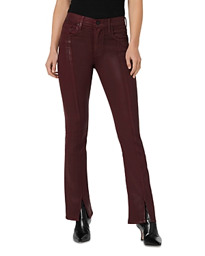 Barbara High Rise Bootcut Jeans in Coated Bordeaux