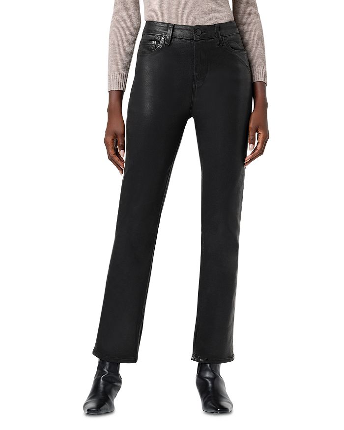 White Label coated high-rise straight pants in black - Proenza Schouler