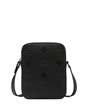 Shop Mcm Klassik Mini Maxi Monogram Embossed Leather Crossbody Bag In Black