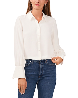 Vince Camuto Collared Long Sleeve Blouse In New Ivory