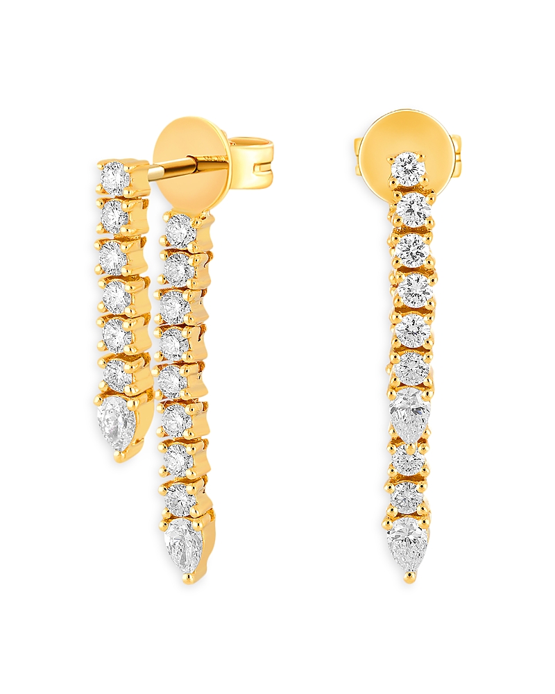 Ef Collection Diamond Teardrop Fringe Earrings In Gold