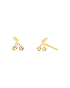 Shop Ef Collection 14k Yellow Gold Diamond Mini Cherry Stud Earrings