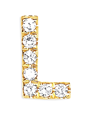 Shop Ef Collection 14k Yellow Gold Diamond Initial Stud Earrings In L