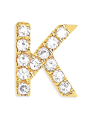 Shop Ef Collection 14k Yellow Gold Diamond Initial Stud Earrings
