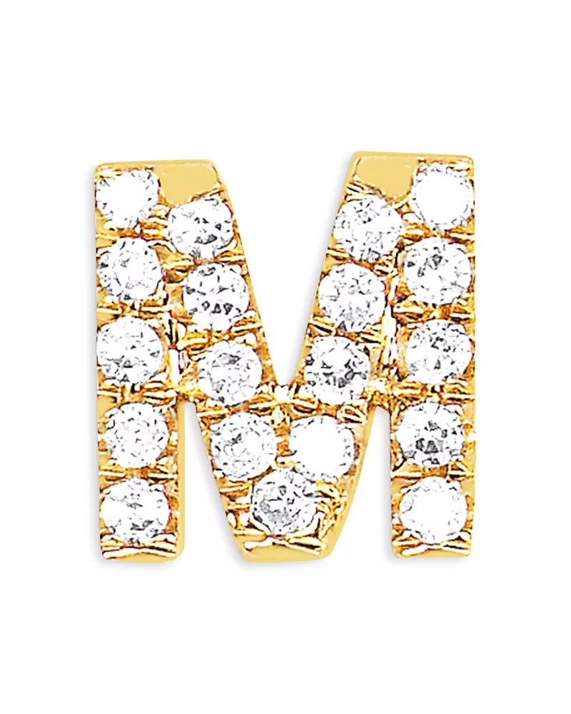 Ef Collection 14K Yellow Gold Diamond Initial Stud Earrings