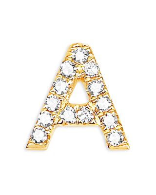 EF Collection - 14K Yellow Gold Diamond Initial Stud Earrings