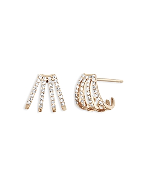 Shop Ef Collection 14k Yellow Gold Diamond Multirow Huggie Hoop Earrings