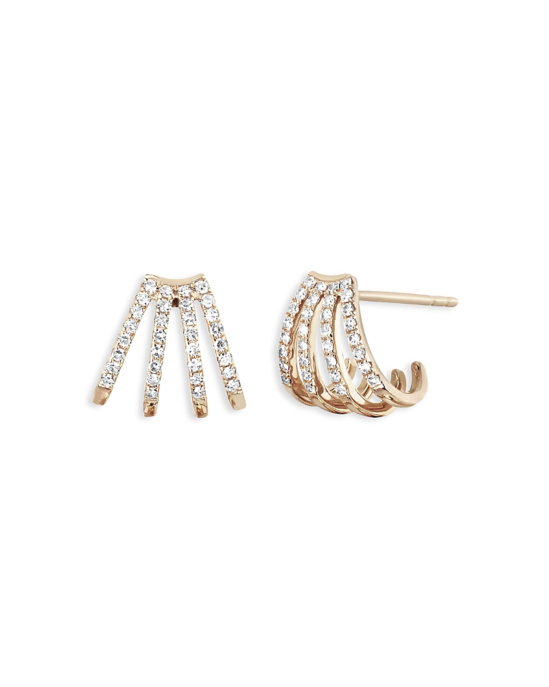 Ef Collection Diamond Multirow Huggie Earrings In Gold