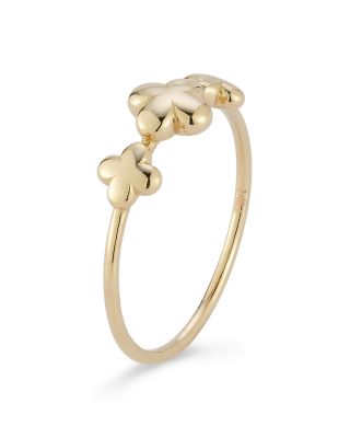 14K Yellow Gold Polished Triple Clover Ring