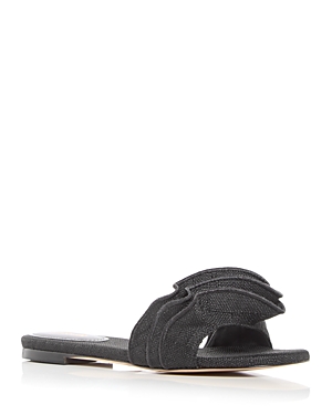 Shop Larroude Women's Ivy Ruffle Slide Sandals In Black