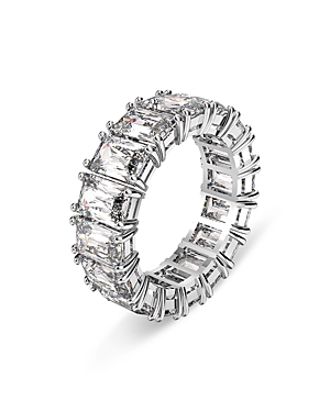 Shop Swarovski Vittore Rectangle Cut Ring In Rhodium Plated In Silver