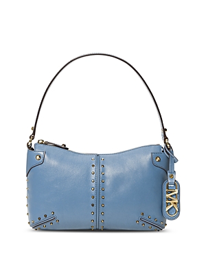 Michael Kors Michael Astor Large Studded Leather Pouchette In French Blue