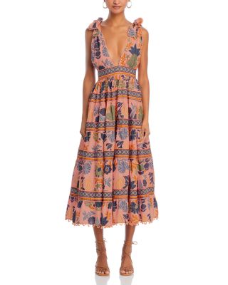 knee length dresses for ladies Blue Sea Life Sleeveless Maxi Dress – FARM Rio main image 1