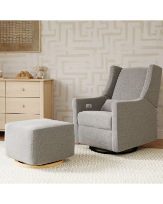 Kiwi Gliding Ottoman with Light Wood Base